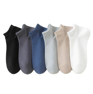 Chaussettes basses bicolores à bord contrastant pour hommes, doublures en polaire multicolores, extra durables, respirantes, en spandex - Product Image 1