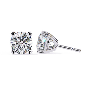 7mm Cut Moissanite Crown Screw <b>Back</b> Stud <b>Earrings</b> D Color VVS1 Diamond Solitaire Rhodium Plated Women's Trendy 925 Sterling - Product Image 4