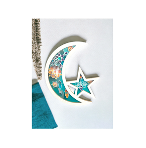 Plateau en bois Ramadan gravé personnalisable, couleur blanche, pour la décoration de la maison - Product Image 1