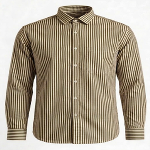 Chemise de bureau pour homme en coton 100% de haute qualité, à rayures discrètes, col classique, tenue formelle, fabricant OEM pour l'exportation - Product Image 5