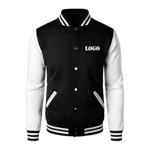 Veste de baseball universitaire pour homme en cuir avec logo personnalisé, broderie noire, rembourrage en coton, réversible, imperméable - Product Image 1