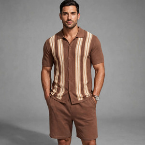 2026 Wholesale Summer Men's Casual Shorts <b>Set</b> Plain Color Solid 100% Cotton Jersey Quick Dry Knitted Customized Logo <b>Twin</b> <b>Set</b> - Product Image 1