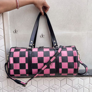 Unique Arrival Hand <b>Tooled</b> Leather Luggage Bags Checkers Pattern Handmade Bag Unisex Travel Bag Multi Uses <b>Small</b> Size Duffel Bag - Product Image 1