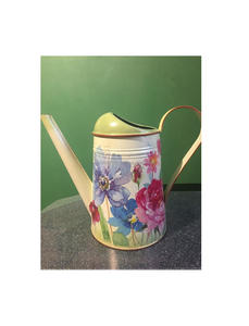 Bidon d'eau galvanisé d'inspiration vintage avec des motifs imprimés en émail et une beauté artistique pour les amateurs de jardinage - Product Image 2