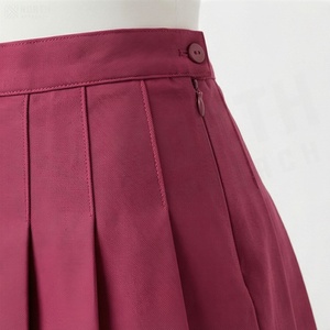 กระโปรงสั้นผู้หญิงจับจีบสีพื้นเอวปกติใส่ได้ทุกฤดูกาลผ้าทอ - Product Image 5