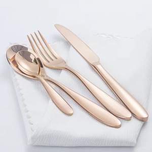 Ensemble de couverts en acier inoxydable rose doré personnalisé avec logo, 6 pièces, pour hôtel, restaurant, événements - Product Image 5