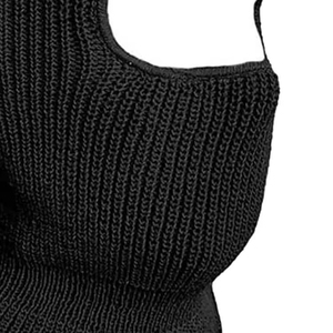 Cagoule noire en tricot à prix raisonnable, isolante thermiquement, pour sports d'hiver en extérieur, masque unisexe couvrant tout le visage - Product Image 3