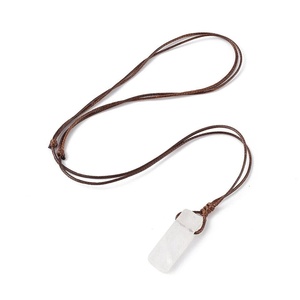 Natural Crystal Gypsum Pendant Necklace with Adjustable Rope Chain for Men and Boys - Product Image 3