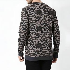 เสื้อสเวตเชิ้ตคอกลมพิมพ์ลายพรางขนาดใหญ่สำหรับผู้ชาย ผ้าฝ้ายผสมขนแกะ แขนยาว สไตล์สตรีทแวร์ลำลอง สำหรับฤดูหนาว ขายส่ง OEM - Product Image 4