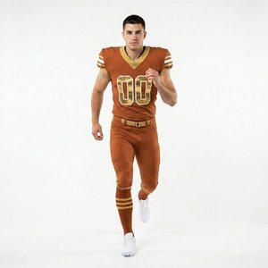 Uniforme de football américain robuste en tissu 100 % polyester, service OEM, unisexe adulte, coupe courte, personnalisable avec nom d'équipe pour le match - Product Image 5