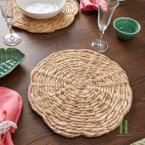 BEST PRICE Circular Water Hyacinth <b>Table</b> <b>Mats</b> Farmhouse Style Braided Natural Fiber Placemats for Holiday Dining - Product Image 4