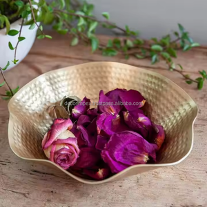 ชามผลไม้ทำจากอลูมิเนียมสีทองทำด้วยมือของตกแต่งโต๊ะที่หรูหราเป็นมิตรกับสิ่งแวดล้อมปราศจาก BPA ขอบทอง - Product Image 4