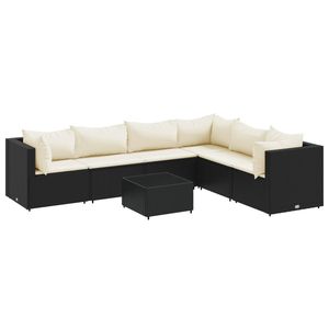 Set Lounge da Giardino Nero e Bianco Crema per Esterni - Product Image 2