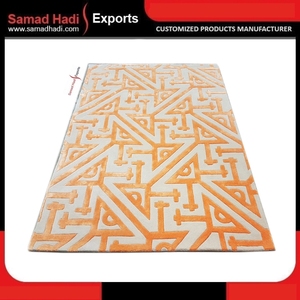 Tapis tufté géométrique en laine et fausse soie, prix abordable, brodé, à poils longs, idéal pour les projets d'appartements, vente en gros - Product Image 2