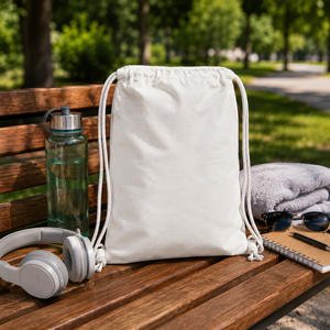 Eco Friendly Cotton Drawstring Backpack Bag | Reusable Gym Sack Sports Travel Promotional String Bag with <b>Rope</b> Handles Custom - Product Image 4