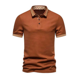 Camiseta de golf azul marino de alta calidad 100% algodón, camiseta deportiva para hombre, polos de golf personalizados con logotipo bordado - Product Image 3
