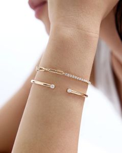 Bracelet demi-chaîne demi-papillon en or jaune 9K 10K 14K 18K avec diamants CVD de laboratoire VVS DEF taille ronde - Product Image 3