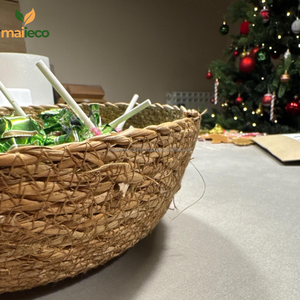 Panier à fruits en osier vintage personnalisable, installation sur support de bol à fruits en jonc de mer, stockage décoratif avec logo personnalisé OEM Vietnam - Product Image 4