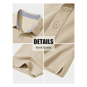 Chemises pour hommes personnalisées imprimées, à manches courtes, en coton tricoté, 3 boutons, coupe classique, sportives, décontractées, chemises de golf confortables - Product Image 4