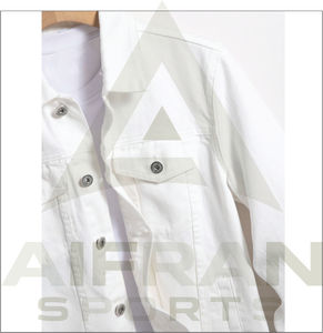 AIFRAN SPORTS Blouson en jean blanc pour homme, style décontracté, col boutonné, couleur unie, doublé, pour l'hiver - Product Image 3