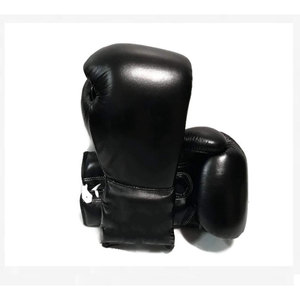 Gants de boxe en cuir noirs personnalisés avec logo imprimé, fermeture auto-agrippante, doigts entièrement couverts, équipement d'entraînement pour adultes, imperméables et anti-UV - Product Image 2