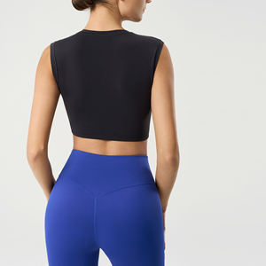 Top Deportivo Corto sin Mangas para Mujer, Cuello Alto, para Yoga, Gimnasio, Ejercicio, Ropa Deportiva, Venta al Por Mayor Personalizada - Product Image 4