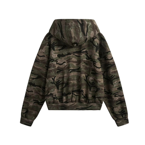 Men's Camouflage Printed <b>Zip</b>-Up Hoodie Oversized Regular Fit Casual Knitted Polyester <b>Hooded</b> Sweatshirt Autumn Style - Product Image 2