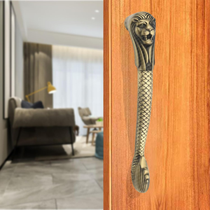 Manija Decorativa de Metal con Cabeza de León para Puerta, Estilo Vintage, Diseño Animal, Herraje para Puertas de Entrada de Madera - Product Image 1