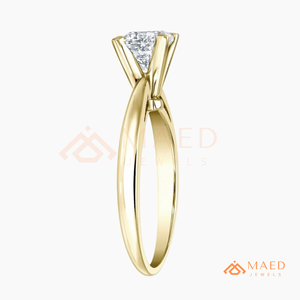 Gold Princess Cut <b>Solitaire</b> <b>Ring</b> for Women Luxury Engagement Style Sparkling Jewelry Design - Product Image 6