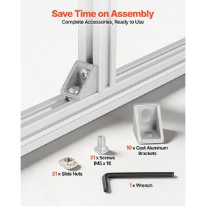 Profilo in Alluminio Estruso 2020, 10 Pezzi, 48 Pollici (1220mm), con Scanalatura a T, Guida Lineare, Standard Europeo, Anodizzato, Alta Resistenza, Modello Angolare - Product Image 4