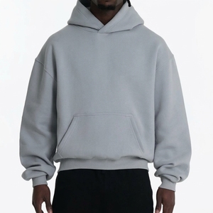 Wholesale High Quality <b>Men</b> Oversized Hooded Sweatshirt Solid Color <b>Fleece</b> Breathable Winter Wear Regular Fit Knitted Pocket - Product Image 1