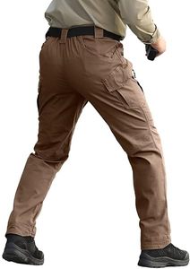 <b>Men's</b> <b>Brown</b> Tactical <b>Cargo</b> Pants High Waist Multiple Pockets Canvas Material Workwear Style Quick Dry Autumn Outdoor Trousers - Product Image 5