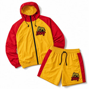Conjunto de Chaqueta Cortavientos Ligera de Nailon Personalizada y Pantalones Largos Transpirables con Capucha de Lona, Ropa Deportiva para Correr en Invierno - Product Image 1