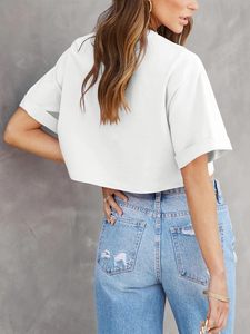 Top Corto Transpirable y Ecológico de Color Blanco, Top Corto de Algodón y Poliéster que Absorbe la Humedad, Top Corto Sin Costuras para Mujer - Product Image 2