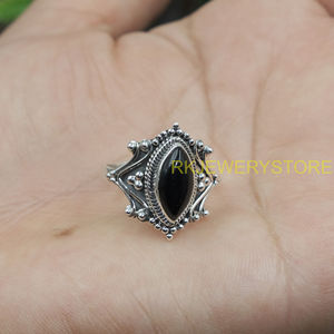 Natural Black Onyx <b>Ring</b> 925 Sterling <b>Silver</b> Handmade <b>Statement</b> Vintage <b>Ring</b> Boho Tribal Gothic Jewelry Women Men Gift for Unisex - Product Image 6