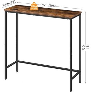 29.5\" Rustic Brown Console <b>Table</b> for Small Entryway Thin <b>Sofa</b> <b>Side</b> Display <b>Table</b> for Hallway Bedroom Living Room Foyer - Product Image 2