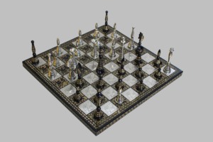 Handcrafted Brass <b>Chess</b> <b>Set</b> With Black And Silver Pieces On Ornate Square <b>Board</b> For Tabletop Use - Product Image 5