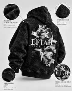 Sweat à capuche noir oversize délavé pour homme, imprimé statue grecque au dos, streetwear, pull, prix de gros personnalisé, prix abordable, OEM - Product Image 4