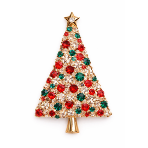 Broche en alliage de zinc avec strass en forme de sapin de Noël pour femmes, vente en gros en vrac - Product Image 6