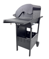 Barbecue au gaz propane d'extérieur avec trois brûleurs, capot couverte, tables latérales et armoire pour la cuisine familiale