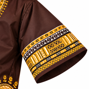 เสื้อเชิ้ตแขนสั้นลาย Iota Phi Theta สีน้ำตาลทอง แต่งขอบหรูหรา คอตั้ง สไตล์ลำลองสำหรับผู้ชาย พิมพ์ลายตกแต่ง - Product Image 6