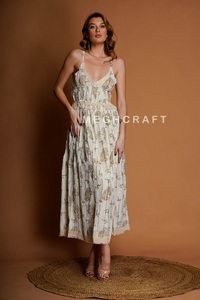 Vestido Maxi Bohemio de Algodón con Lurex para Mujer, Cómodo y Sin Arrugas, para Uso Casual y de Fiesta, a Bajo Precio, Exportación al por Mayor - Product Image 5