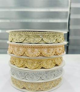 ขอบลูกไม้ตาข่ายประดับคริสตัลพร้อมขอบถักโลหะสำหรับชุดเจ้าสาว, ชุดราตรี, เครื่องประดับแฟชั่นชั้นสูง - Product Image 2