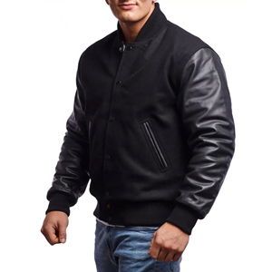 Chaqueta bomber clásica de satén para hombre, con cierre, lisa, personalizada con serigrafía, estilo piloto, color negro. - Product Image 2
