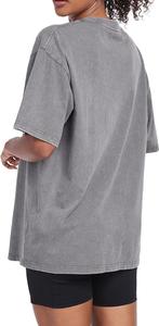 Camiseta Casual Vintage para Mujer, Lavado Ácido, de Alta Calidad, 100% Algodón, Transpirable - Product Image 3