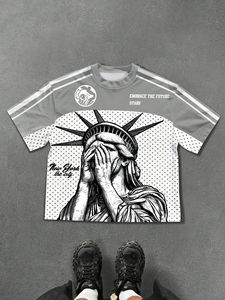 Camiseta de jersey transpirable con servicio OEM, corte holgado, estampada, con serigrafía, para hombre, 100% algodón, ecológica, de alta calidad. - Product Image 5