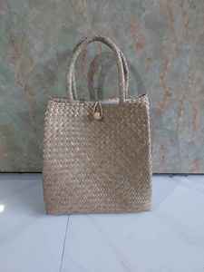 Bolso Tote Tejido a Mano de Seagrass Ecológico Minimalista, Bolso de Paja Vintage con Dos Asas, Parte Superior Abierta, para Playa, Viajes y Uso Diario - Product Image 5