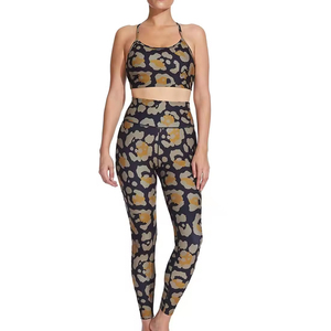 Nouvel ensemble de yoga pour femmes, 2 pièces, impression personnalisée du logo, écologique, vêtements de yoga à haute élasticité, ensemble de sport pour femmes - Product Image 1