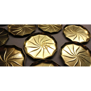 <b>Round</b> Shape Metal Gold Color Coaster Customized Size Coaster With Unique Design Handmade <b>Mats</b> & Pads For <b>Table</b> Top & Kitchenware - Product Image 3