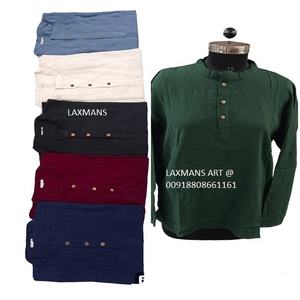 Kurta de algodón de color sólido para hombre para invierno Kurta India para hombre Kurta Khadi para hombre Kurta bohemio para hombre Kurta de color liso - Product Image 1